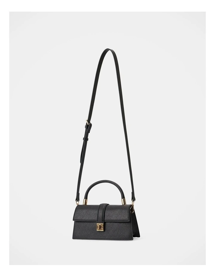 Vanessa Lock Detail Top Handle Bag in Black image 2