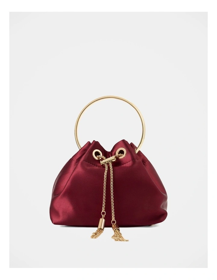 Satin Metal Handle Clutch in Red image 1