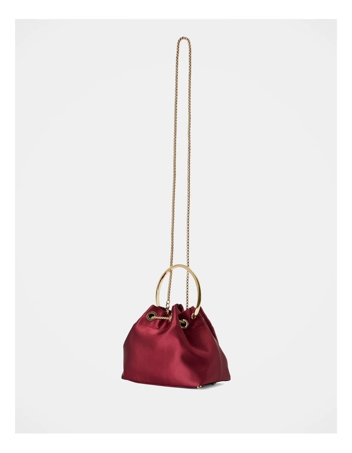 Satin Metal Handle Clutch in Red image 2