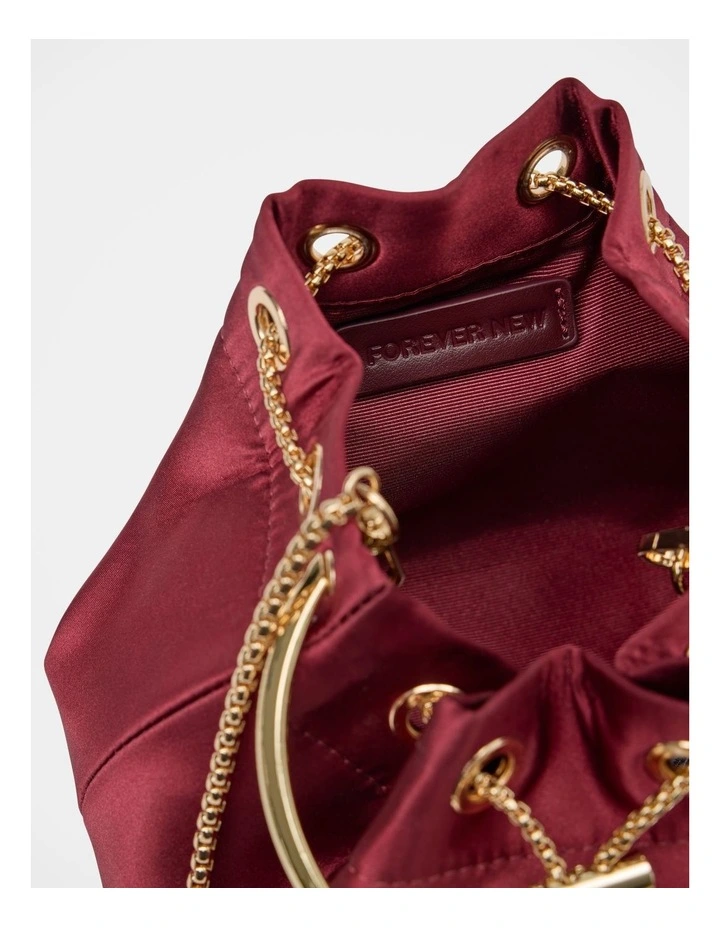 Satin Metal Handle Clutch in Red image 3