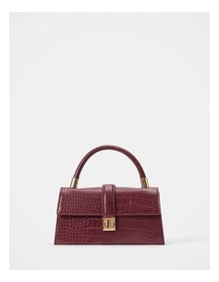 Violet Lock Detail Top Handle Bag in Red