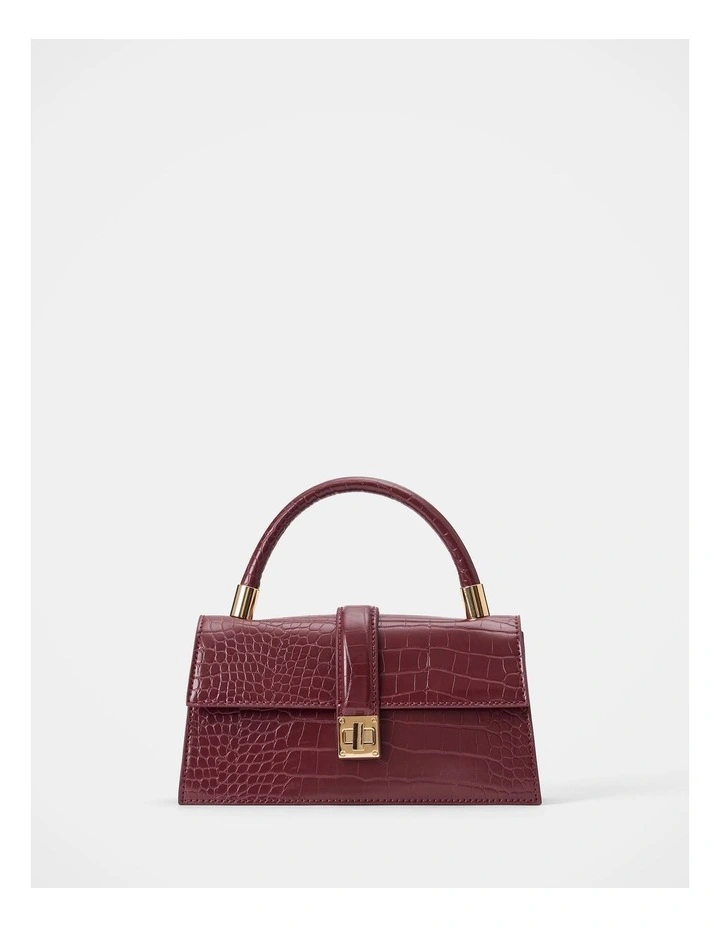 Violet Lock Detail Top Handle Bag in Red image 1