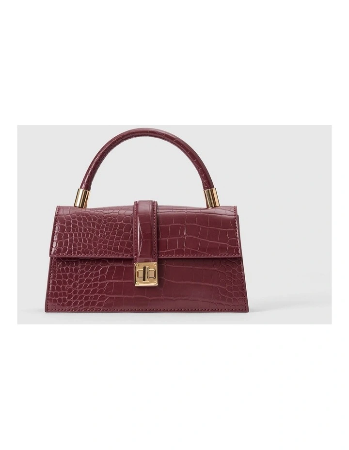 Violet Lock Detail Top Handle Bag in Red image 1