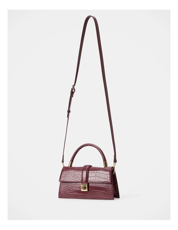 Violet Lock Detail Top Handle Bag in Red image 2