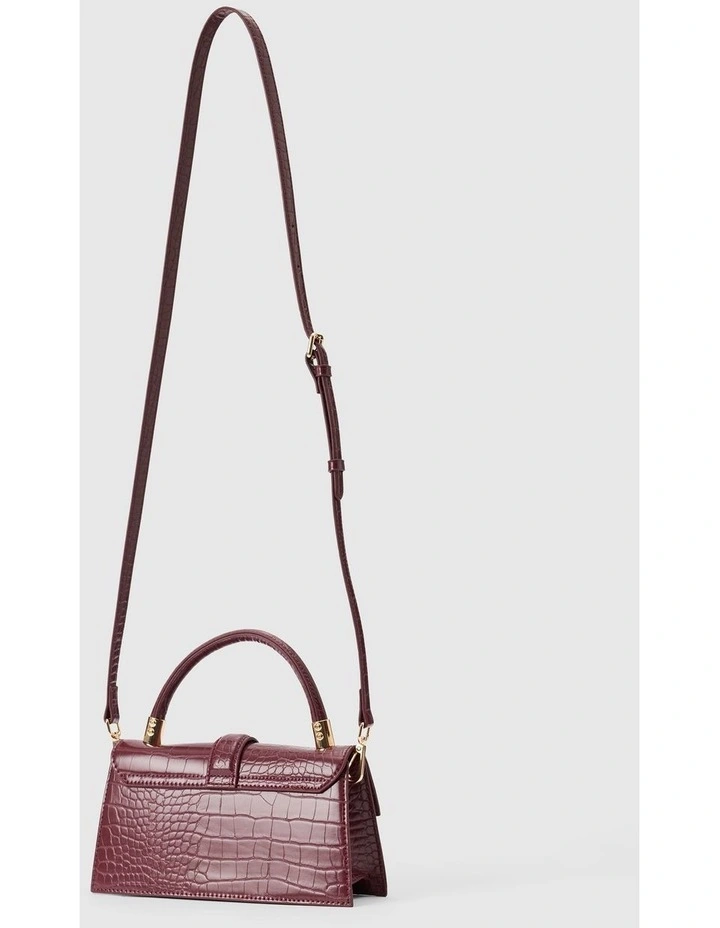 Violet Lock Detail Top Handle Bag in Red image 2