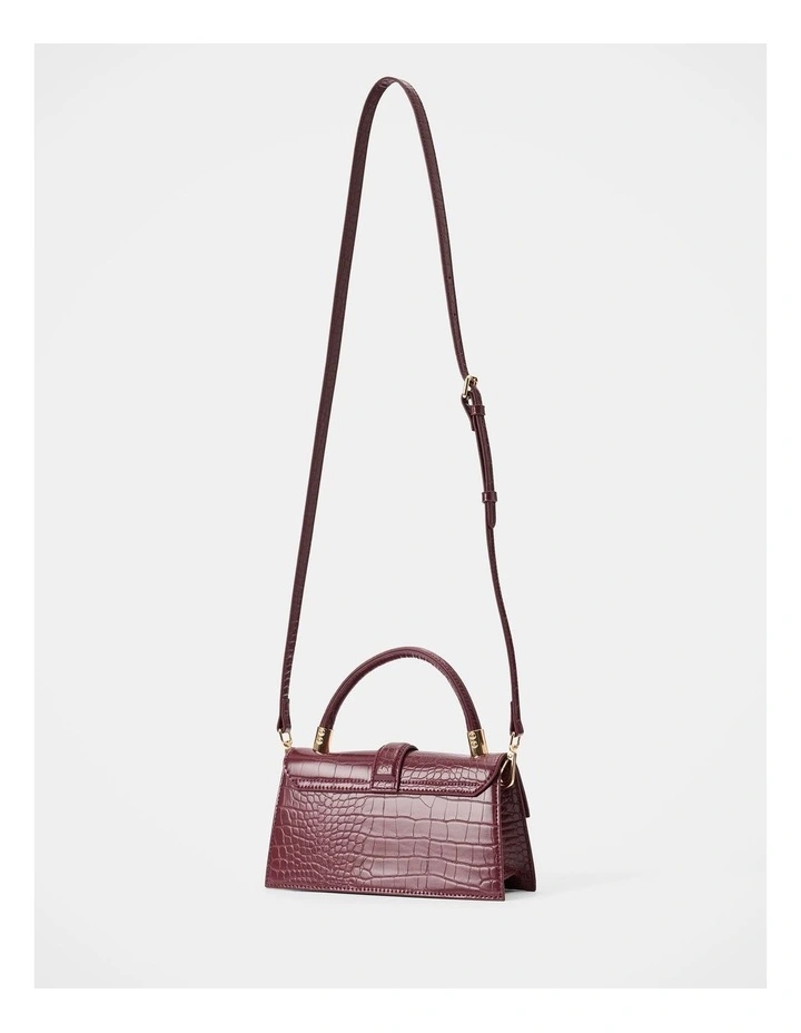 Violet Lock Detail Top Handle Bag in Red image 4