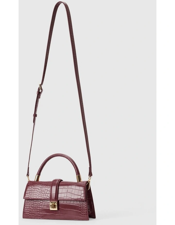 Violet Lock Detail Top Handle Bag in Red image 4