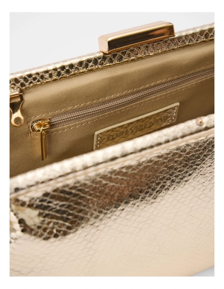 Sophie Textured Frame Clutch in Gold image 3