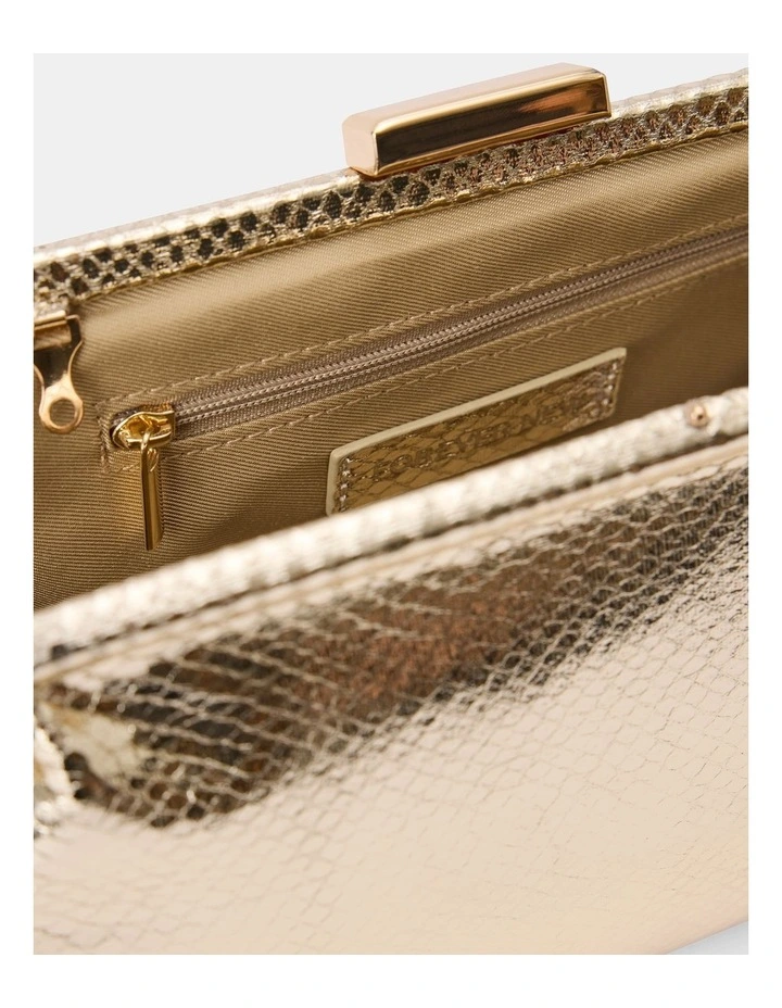 Sophie Textured Frame Clutch in Gold image 3