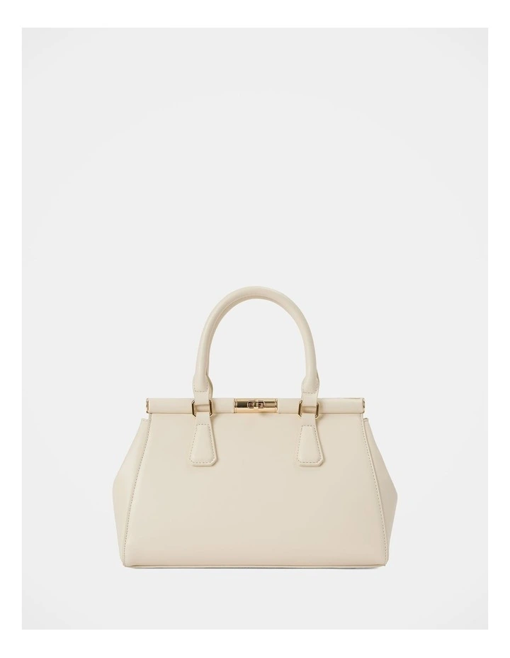 Marie Medium Lock Grab Bag in White image 1