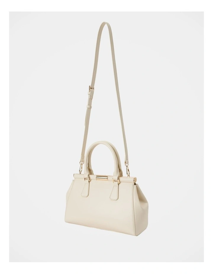 Marie Medium Lock Grab Bag in White image 2