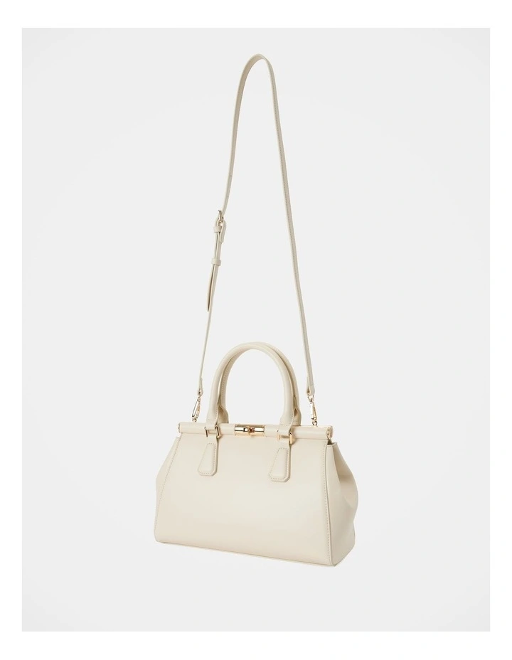 Marie Medium Lock Grab Bag in White image 3