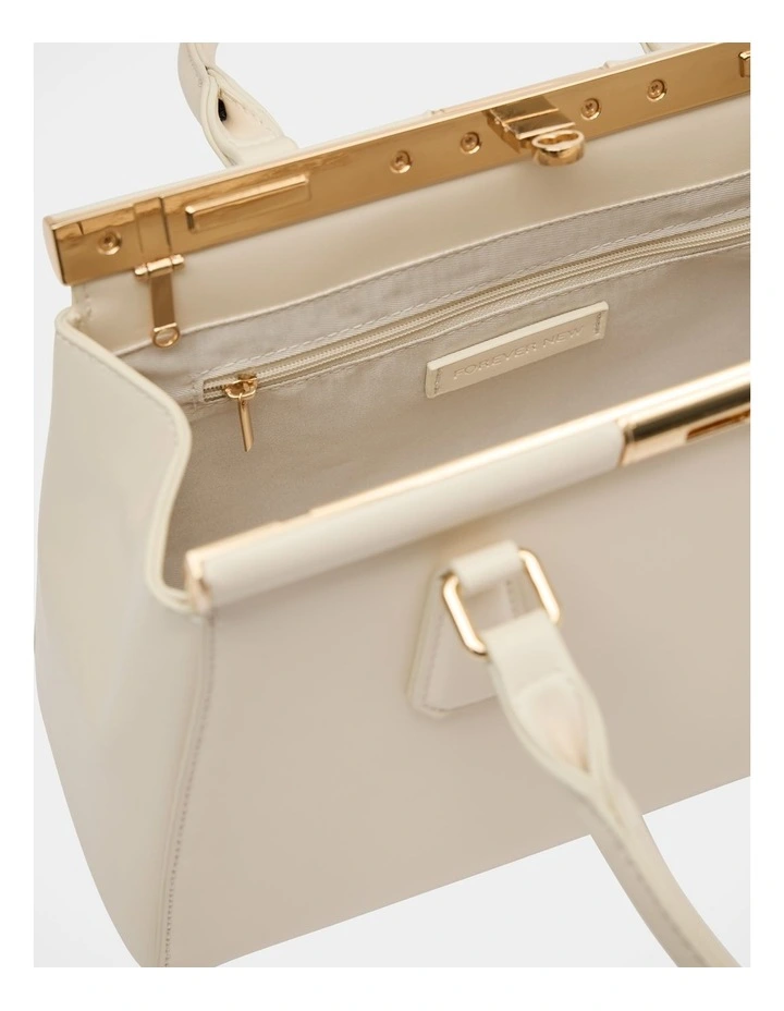 Marie Medium Lock Grab Bag in White image 4