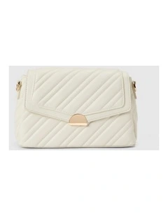 Madeline Medium Quilted Shoulder Bag in White