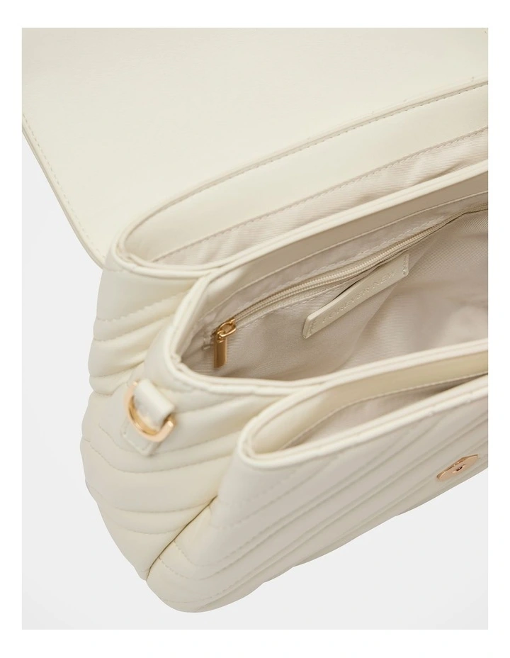 Madeline Medium Quilted Shoulder Bag in White image 3