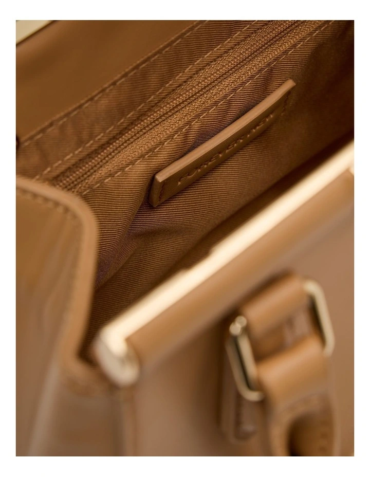 Lana Small Lock Grab Bag in Beige image 4