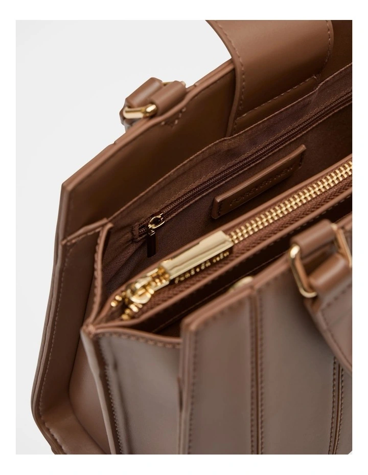 Mila Medium Panel Tote Bag in Brown image 2