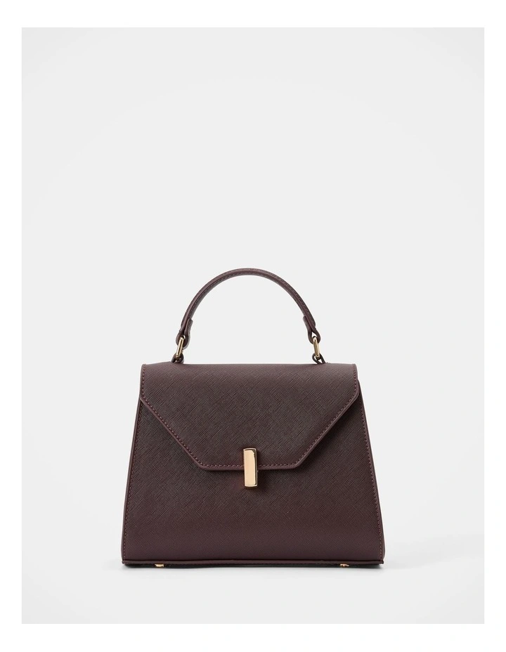 Mietta Lock Top Handle Bag in Chocolate image 1
