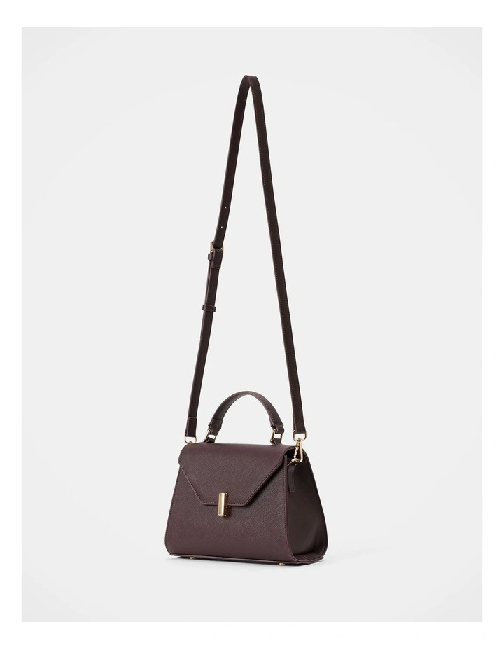 Mietta Lock Top Handle Bag in Chocolate image 2