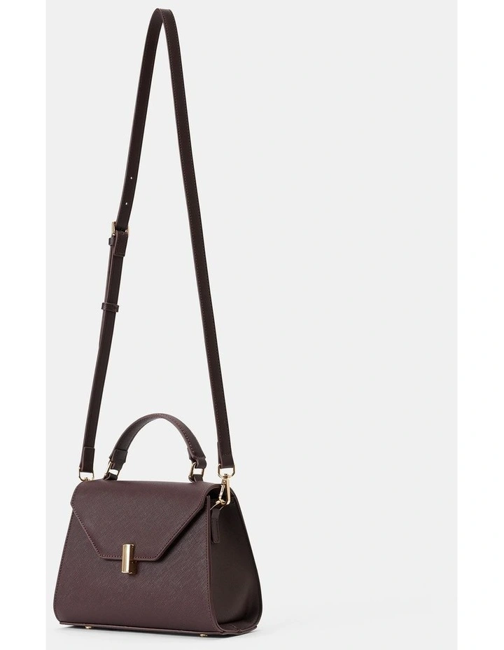 Mietta Lock Top Handle Bag in Chocolate image 4