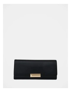 Dina Satin Elongated Clutch in Black