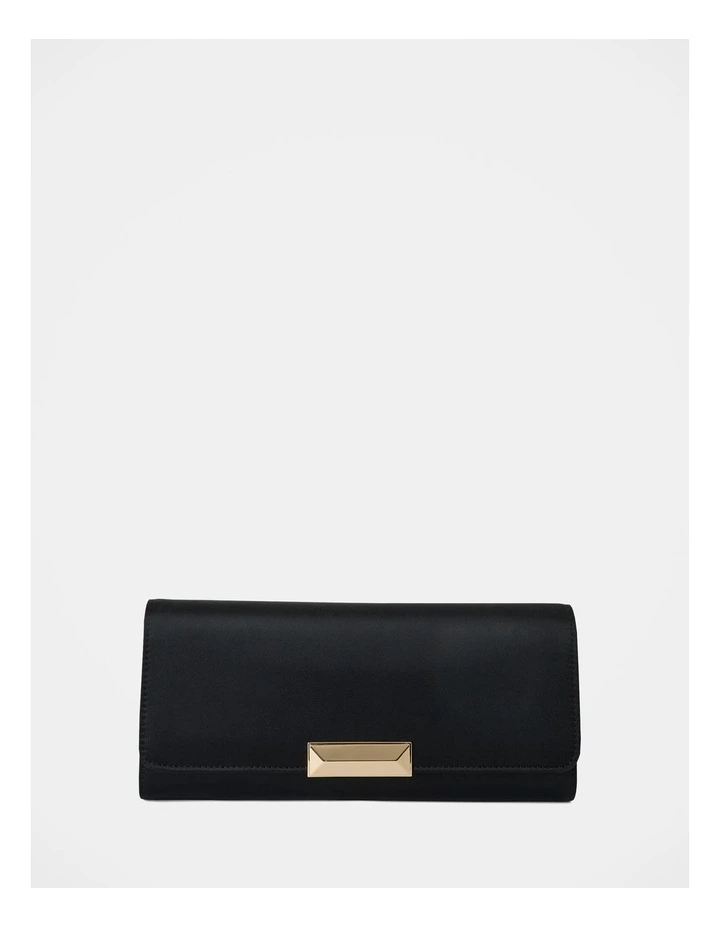 Dina Satin Elongated Clutch in Black image 1