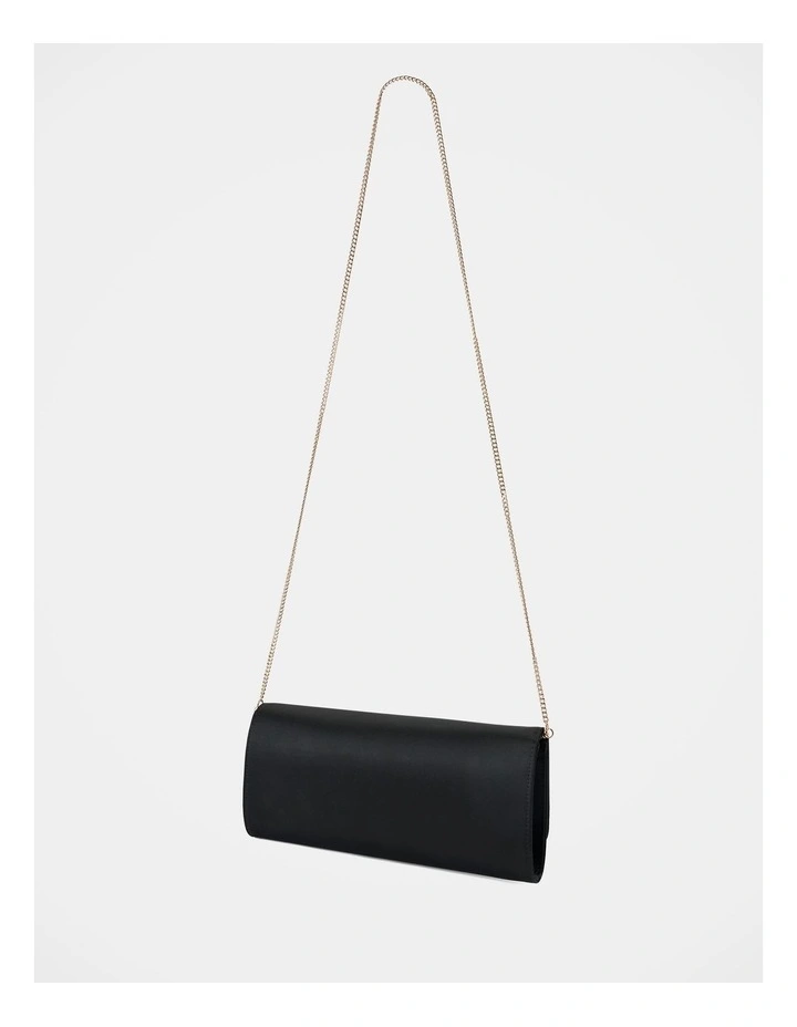 Dina Satin Elongated Clutch in Black image 2