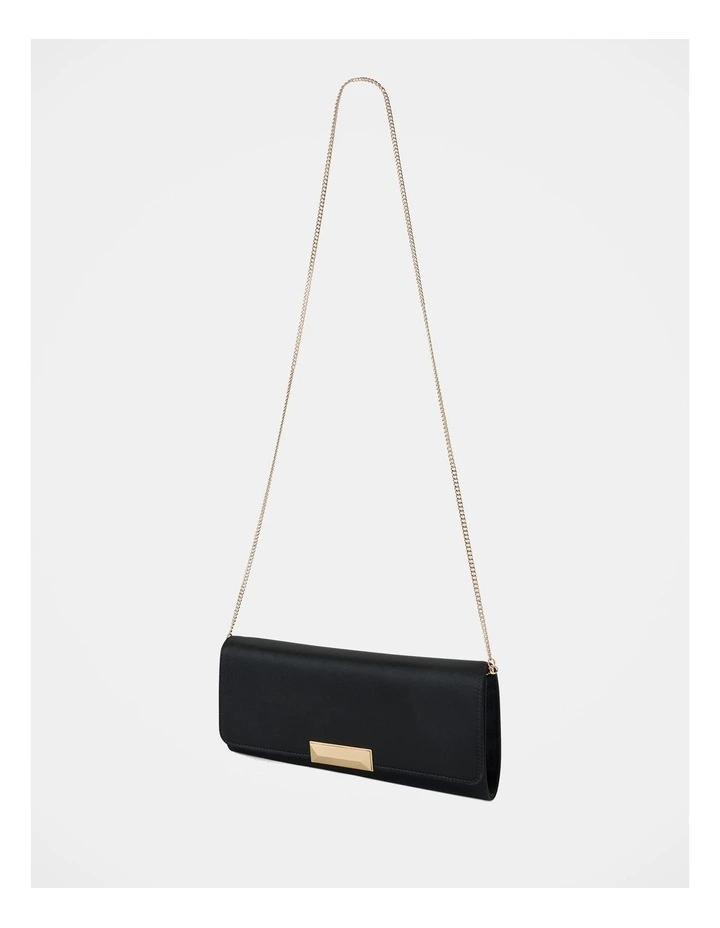 Dina Satin Elongated Clutch in Black image 4