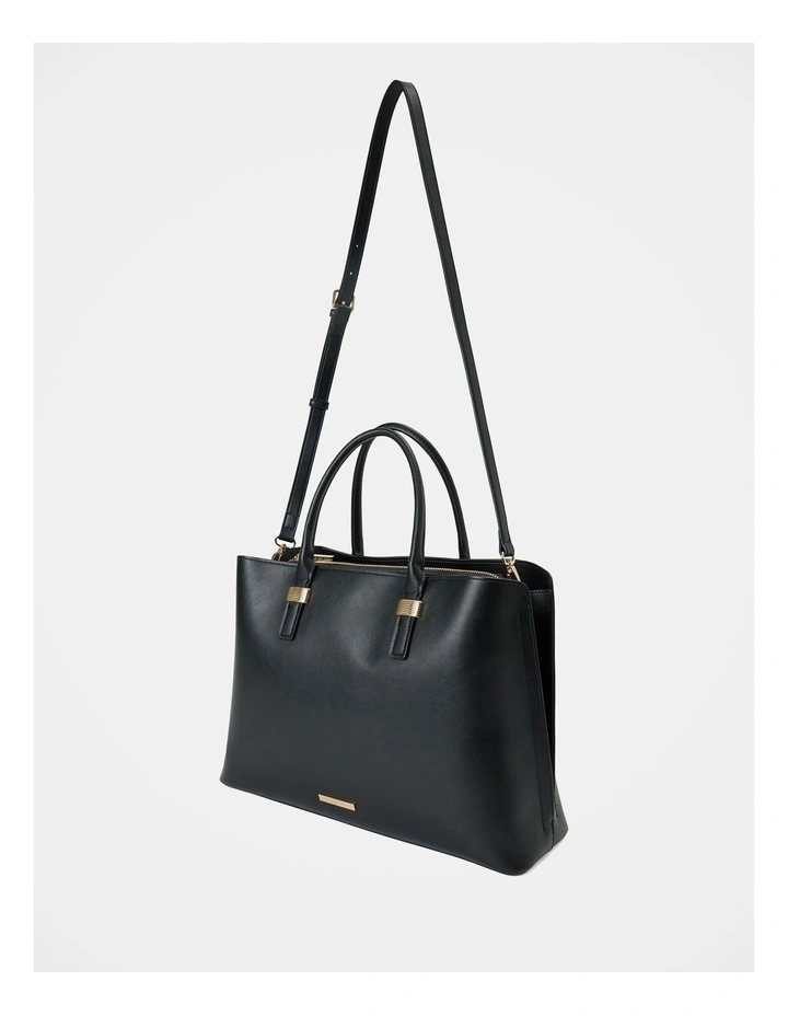 Kate Laptop Metal Detail Tote Bag in Black image 2