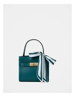 Serin Small Lock Top Handle Bag in Blue