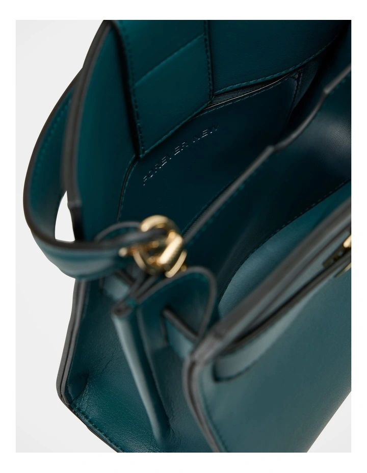 Serin Small Lock Top Handle Bag in Blue image 3