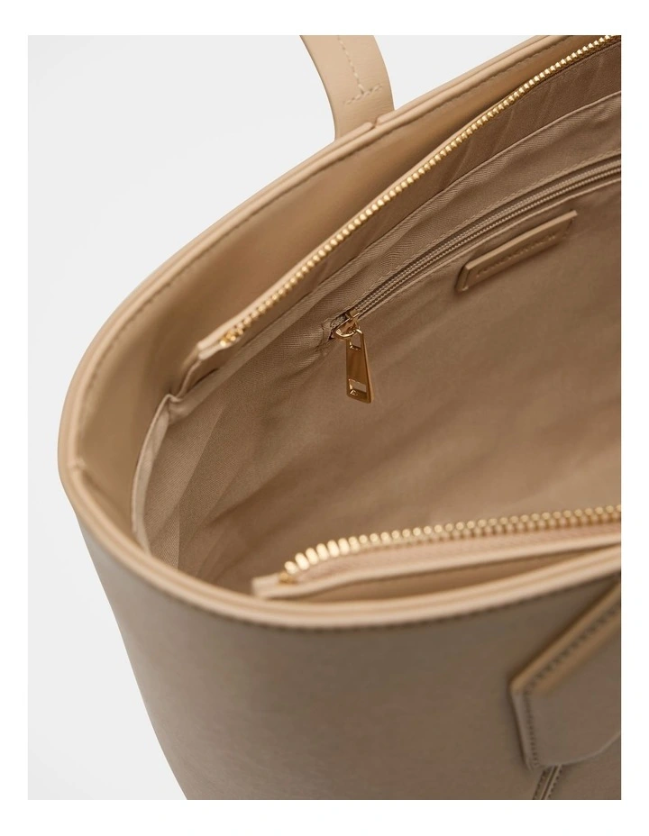 Christina Classic Panel Large Tote Bag in Beige image 3
