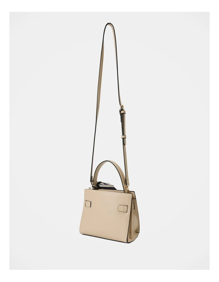 Serin Small Lock Top Handle Bag in Beige image 2