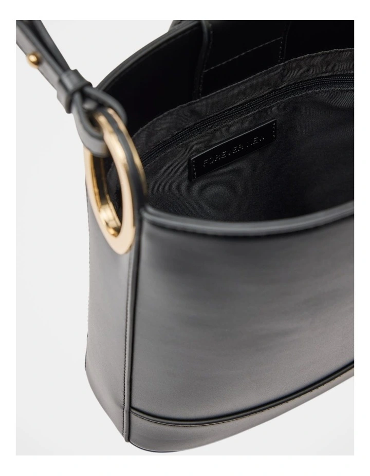 Odette Oval Hardware Bucket Bag in Black image 3