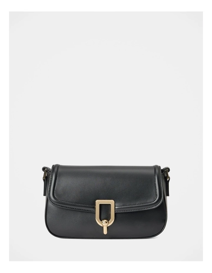 Carly Curve Lock Shoulder Bag in Black image 1