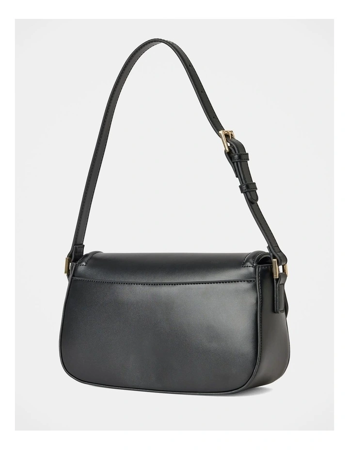 Carly Curve Lock Shoulder Bag in Black image 2