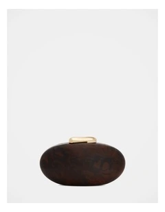 Peyton Oval Hardcase Clutch in Brown