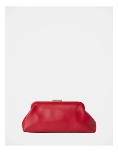 Sarah Metal Frame Clutch in Red