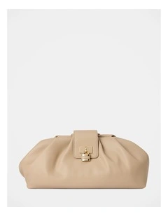 Portia Padlock Soft Clutch in Cream