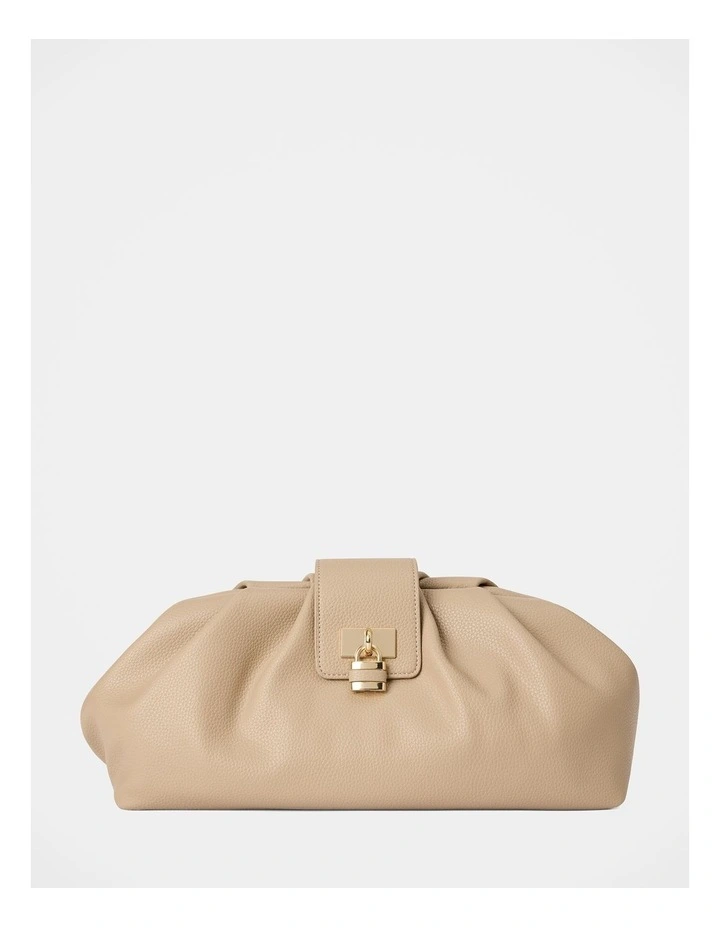Portia Padlock Soft Clutch in Cream image 1