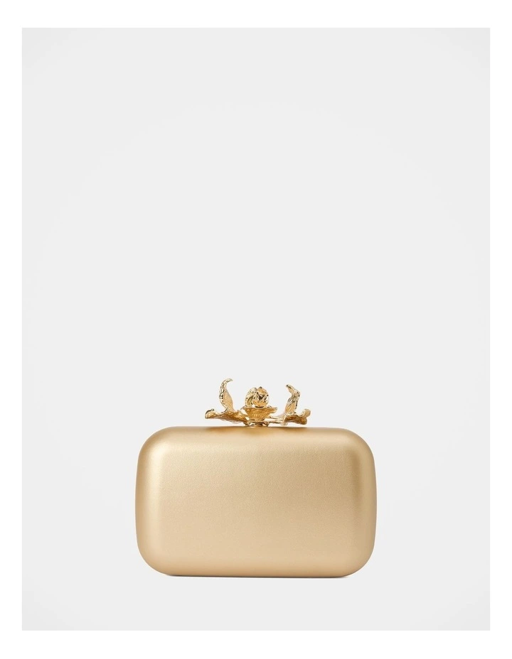 Gina Orchid Clasp Hardcase Clutch in Gold image 1