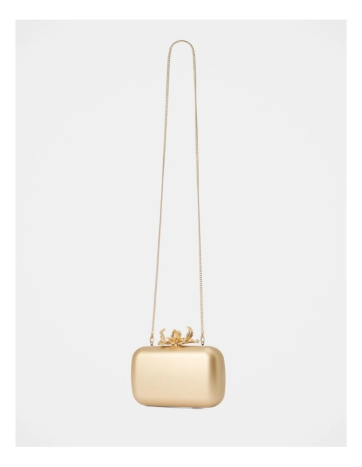 Gina Orchid Clasp Hardcase Clutch in Gold image 2