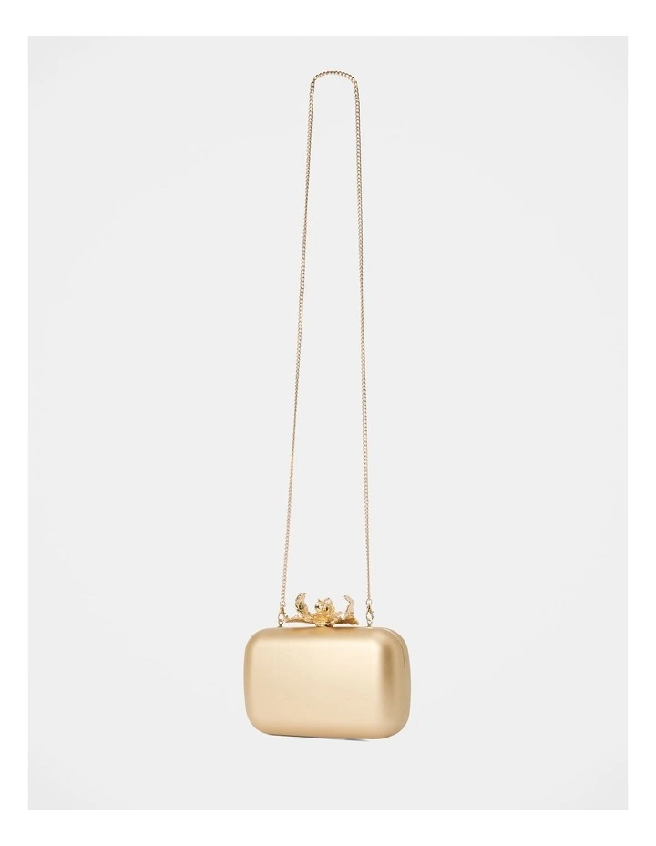 Gina Orchid Clasp Hardcase Clutch in Gold image 3