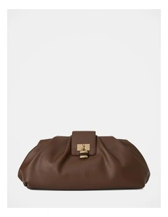 Portia Padlock Soft Clutch in Chocolate