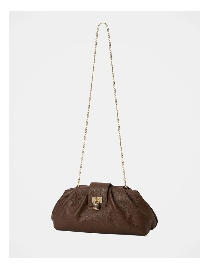 Portia Padlock Soft Clutch in Chocolate image 4
