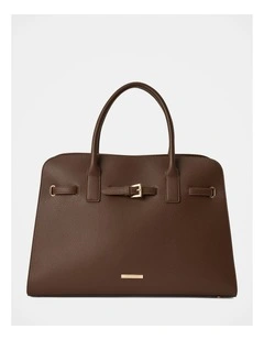 Clara Curve Buckle Tote Bag in Chocolate
