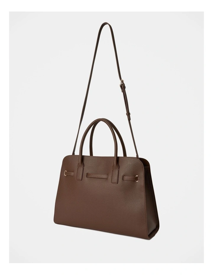 Clara Curve Buckle Tote Bag in Chocolate image 2