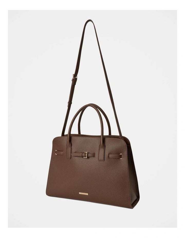 Clara Curve Buckle Tote Bag in Chocolate image 4