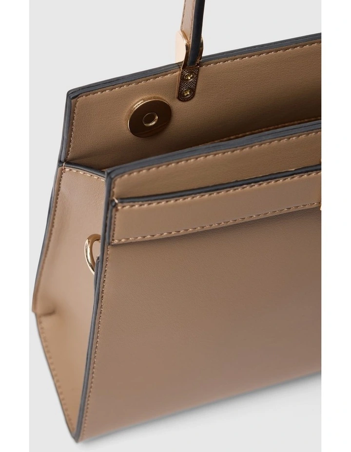Lara Small Lady Top Handle Bag in Beige image 3