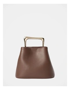 Martha Metal Handle Bag in Brown